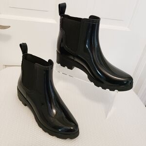 EC Capelli Of New York Black Rain Boots Size 9, Shiny, Lug Sole, Casual